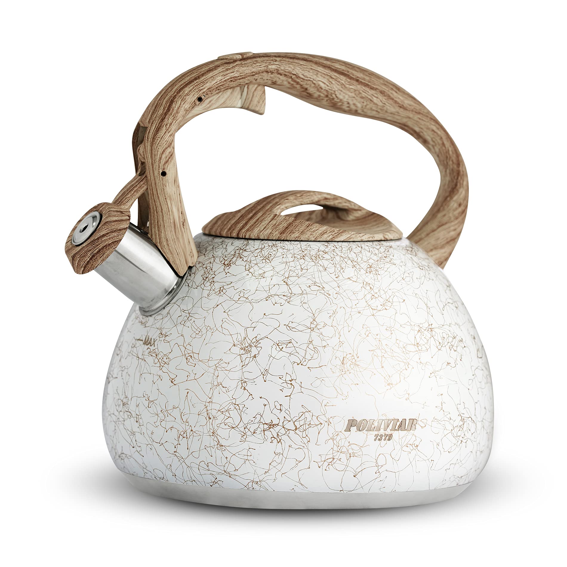 Photo 1 of POLIVIAR Tea Kettle, Iron Grey Tea Pot Stovetop, 2.7 Quart Loud Whistling Coffee and Teapot, Food Grade Stainless Steel for Anti-Hot Handle and No-Rust, Suitable for All Heat Sources (JX2020-YB30)