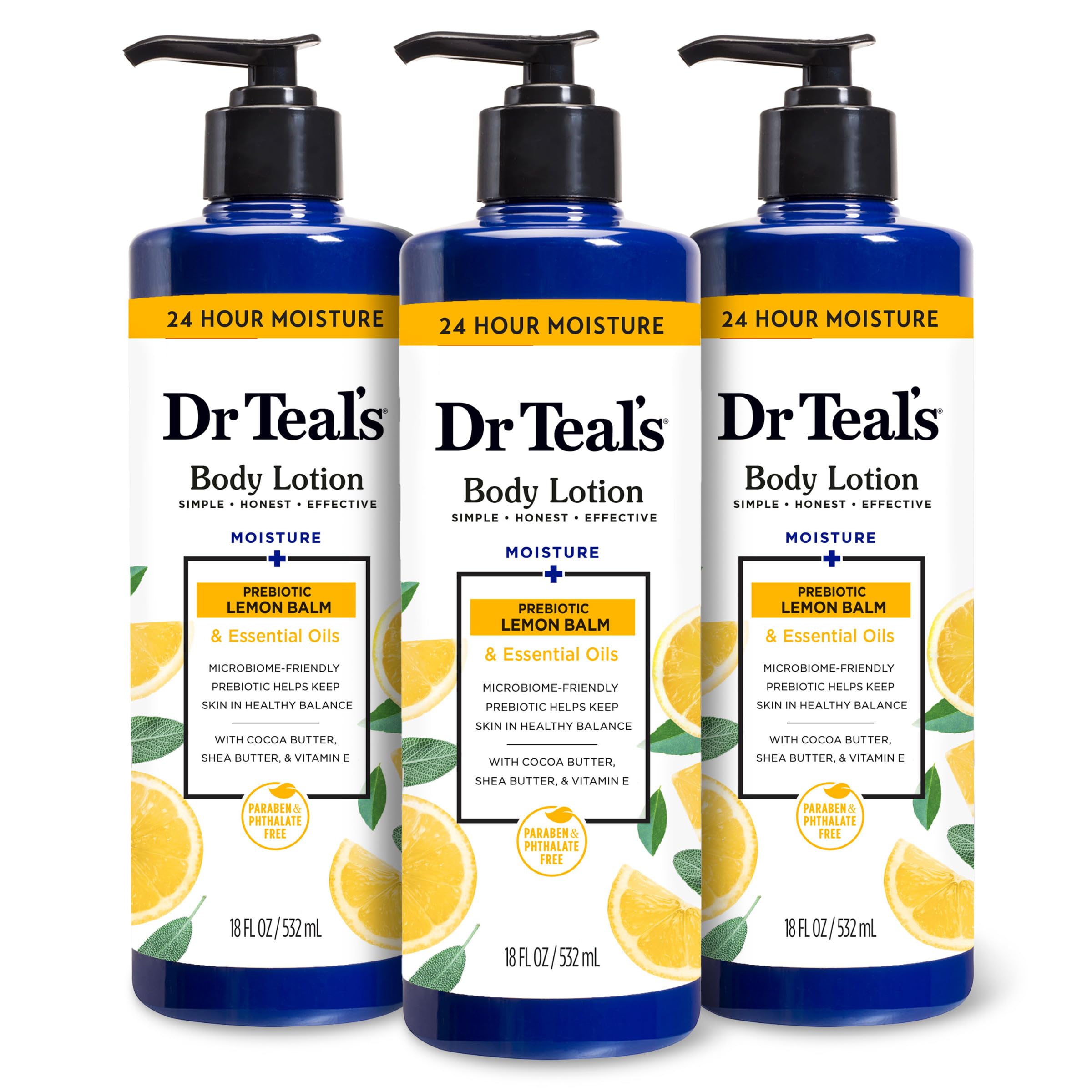Photo 1 of Dr Teal's Body Lotion, Lemon Prebiotic Lemon Balm & Essential Oils, 18 oz (Pack of 3)