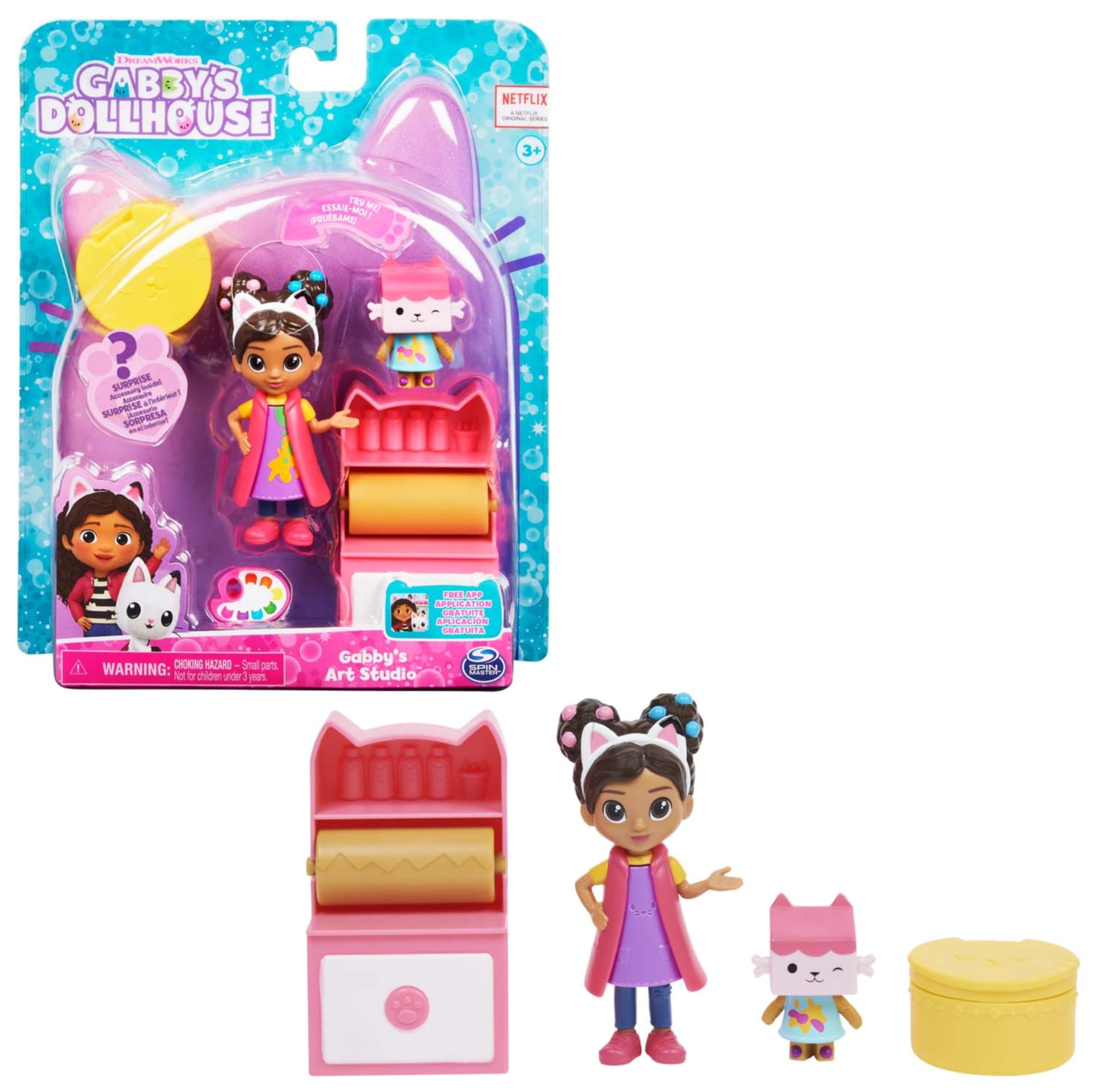Gabby’s Dollhouse, Art Studio Set with 2 Toy Figures, 2 Accessories, Delivery and Furniture Piece, Kids’ Toys for Ages 3 and above