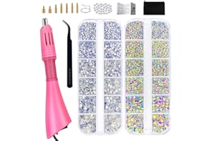 CLEKSPOYE Hotfix Rhinestones Bedazzling Kit,Iron-on Hot Fix Applicator Setter Tool with Rhinestones,Hot Fixed Wand for Clothes Clothing Fabric Crafts,Crystal