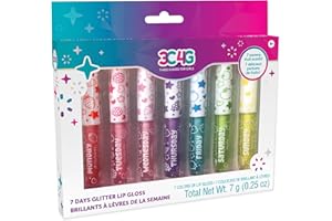 Make It Real 3C4G 7 Days Glitter Lip Gloss - Flavored Lip Gloss Set for Girls - Strawberry, Raspberry, Vanilla and More! - 7 Piece Lip Gloss Kit