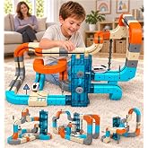 HASTRIDE 106-Piece Electric Train Set for Kid, Auto Elevator &amp; Track Switch | 3D Gravity-Defying Motorized Train Tracks, Educational STEM Toy, Birthday or Christmas Gift for 3 4 5 6 7 8 Years Old