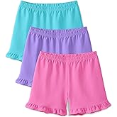 BOOPH 3 Pack Girls Shorts Casual Ruffle Bike Shorts Athletic Dance Cartwheel Under Dress Clothes for Kids