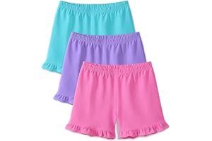 BOOPH 3 Pack Girls Shorts Casual Ruffle Bike Shorts Athletic Dance Cartwheel Under Dress Clothes for Kids