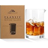 A Bar Above Classic Style Cocktail Mixing Glass – Thick, Sturdy Glass Beaker to Mix & Stir Cocktails – Drink Mixer Glass for 