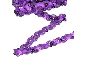 uxcell 11 Yard Sequins Trim Ribbon 0.6 Inch Sequin Gimp Braid Trim Spangle Flat Sequins Paillette Fabric Flat Trims Strips for Crafts Sewing Clothes Home Party Decoration, Dark Purple