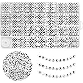 JULIMAIDONG Black Alphabet Beads A-Z 1350+Pcs Letter Bead, Acrylic 4x7mm Round Digit Letter Beads Kits,Bracelets Necklaces DIY Jewelry Making Kits (Black,1350+PCS)
