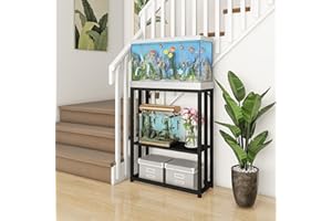 Fumingpal 10 Gallon Fish Tank Stand - Aquarium Stand 10 Gallon, 24.8" L x 9.25" W Adjustable Reptile Tank Stand, Heavy Duty Metal Breeder Tank Stand for Accessories Storage