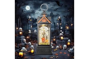AOMIL Halloween Snow Globe Lantern, Spooky Ghost Halloween Decor, Plug-in & Battery Operated Snow Globes for Halloween Decorations Indoor