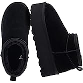 CUSHIONAIRE Hippy Women’s Platform Ankle Boots – Genuine Suede, Faux Fur Lining, Cozy Winter Slip-On Design, Comfortable Footwear with Wide Widths Available