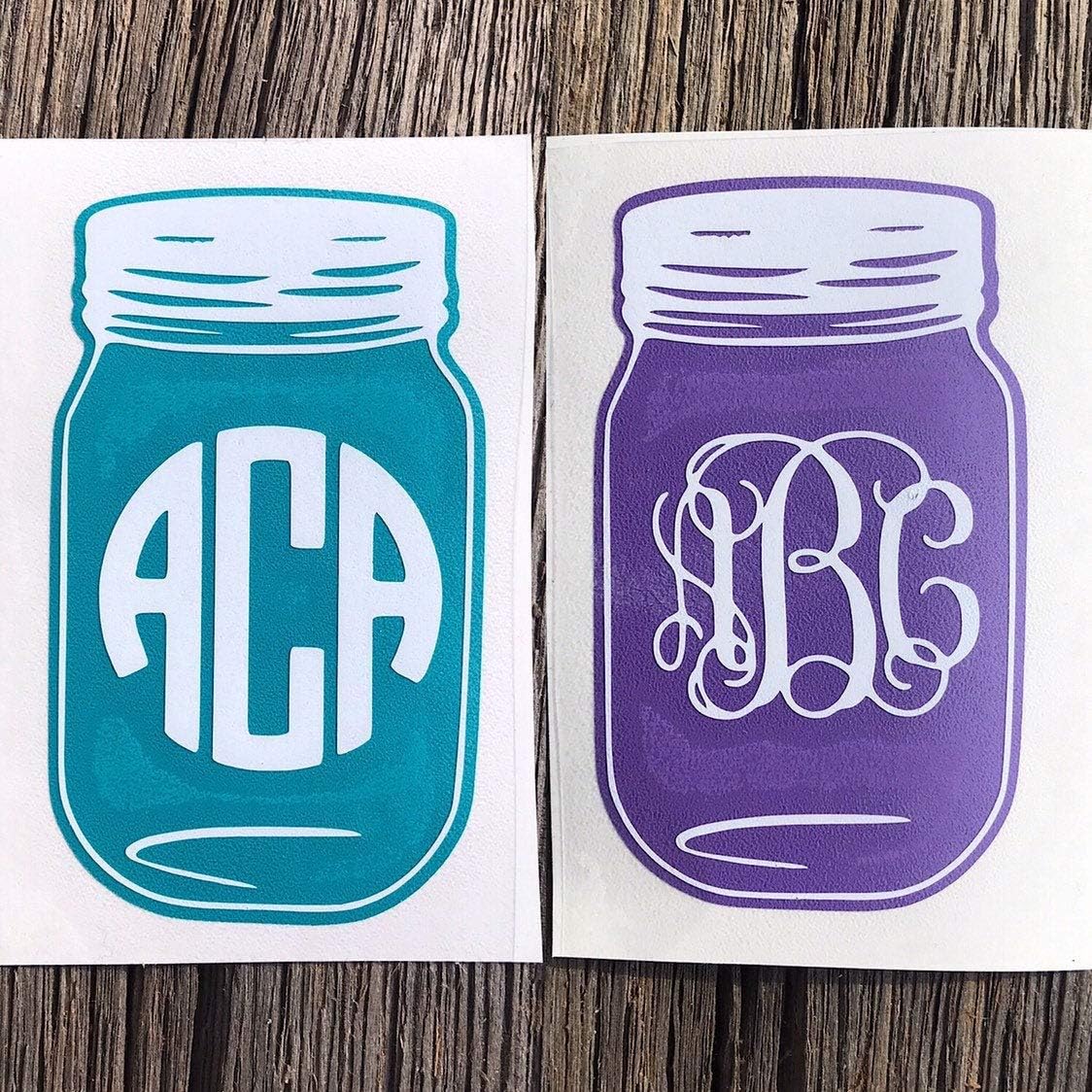 Mason Jar Monogram Decal Sticker | Custom Monogram Decal Sticker | outhern Decal Easy to Apply and Removable