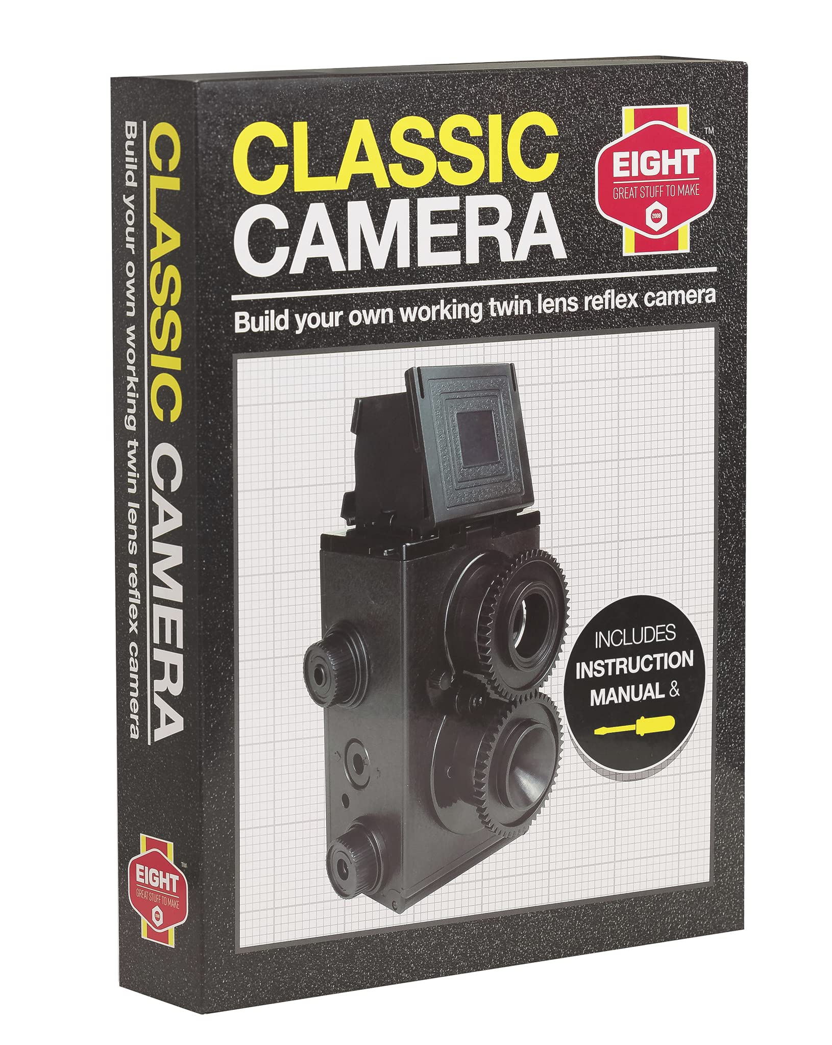 Eight Innovation ETLR21 Eight Build Your Own Classic Complete Construction Kit to Create Your Own Fully Functioning Model Analogue Film Camera,Black