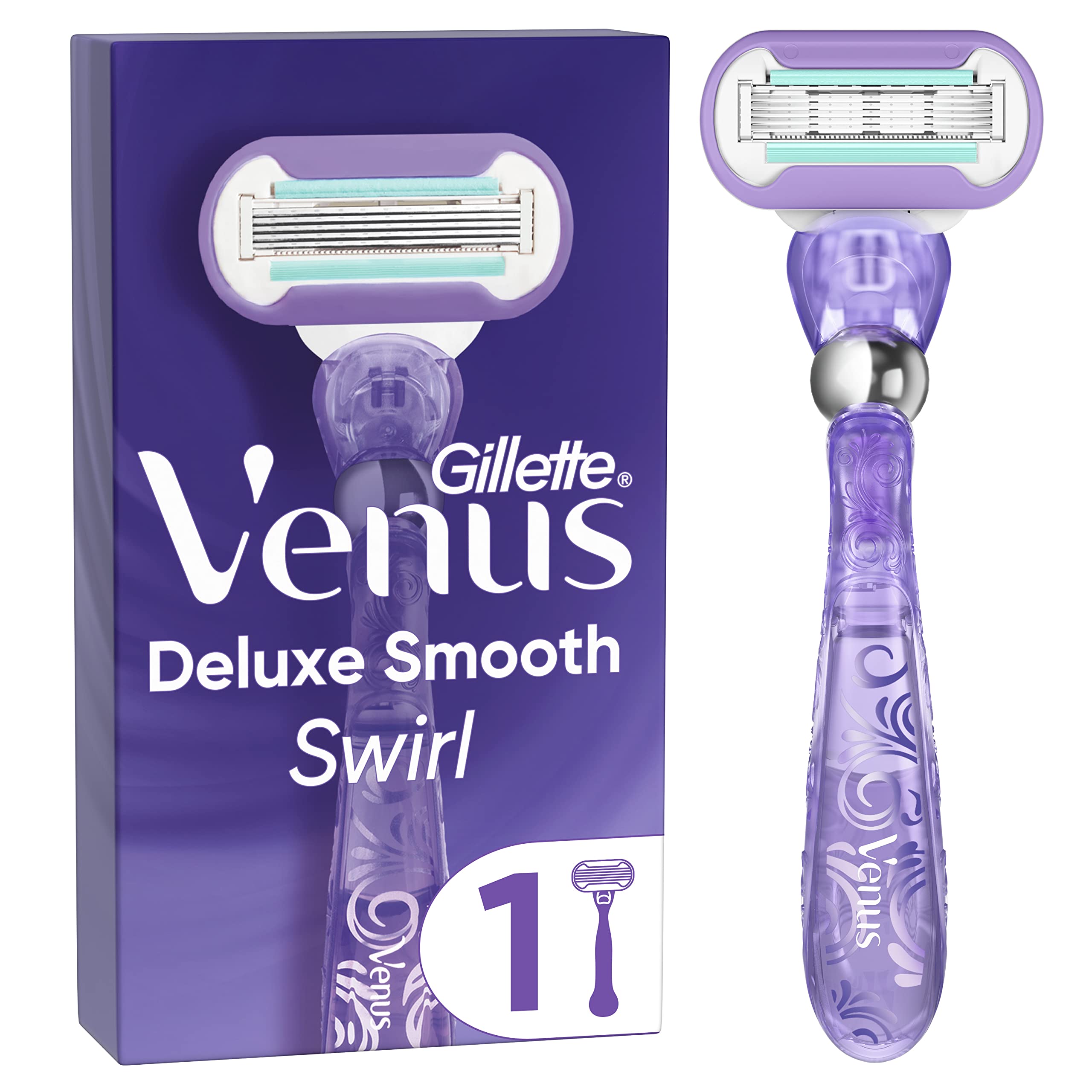 Venus Gillette Extra Smooth Swirl Razor for Women with Flexiball Technology (Packaging May Vary)