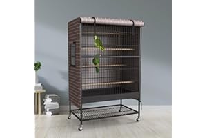 KNUTI Universal Bird Cage Cover Good Night Blackout 51" x 38" x 23.5" Inch Thin Lightweight Breathable Small Animal Cages Cover Pet Removable Durable Protector Beige