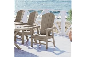 WestinTrends Malibu Malibu Outdoor Patio HDPE Plastic Adirondack Dining Chair Weathered Wood