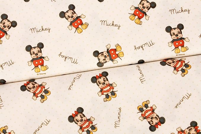 Amazon ディズニーキャラクター生地 ミッキーマウス ミニーマウス コットン100 シーチング Disney Mickey Mouse Minnie Mouse 45cm X 110cm Mickey Mouse 布 生地 通販