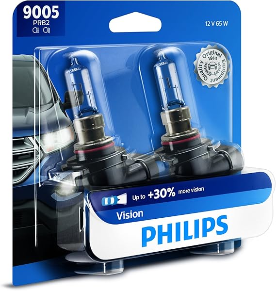 Philips 9005 Vision Upgrade Headlight Bulb with up to 30 More Vision