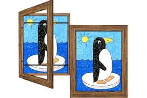 JDZIVTOP 2 Pack 9x12 Kids Art Frames Brown, Kids Artwork Frames Changeable Child Artwork Picture Display Front Opening, Rustic Children Storage Frame Hold 50pcs Craft, Drawing, Art Project, Schoolwork