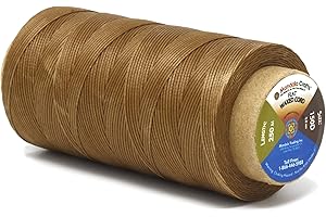 Mandala Crafts Tan Flat Waxed Thread for Leather Sewing Thread - Polyester Waxed Leather Thread Waxed String - 273 Yds 150D 0.8mm Waxed Cord for Leather Stitching