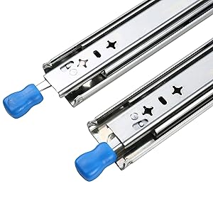 SDPAWA Heavy Duty Drawer Slides 32 Inch Three Sections Ball Bearing Full Extension Drawer Sliding Rails with Lock Side Mount 264lbs Loading Capacity