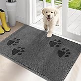 PURRUGS Dirt Trapping Door Mat 20" x 31.5", Non-Skid/Slip Machine Washable Microfiber Entrance Rug, Shoes Scraper, Dog Doormat, Super Absorbent Floor Mat for Muddy Wet Shoes and Paws, Grey