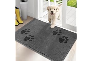 PURRUGS Dirt Trapping Door Mat 20" x 31.5", Non-Skid/Slip Machine Washable Microfiber Entrance Rug, Shoes Scraper, Dog Doormat, Super Absorbent Floor Mat for Muddy Wet Shoes and Paws, Grey