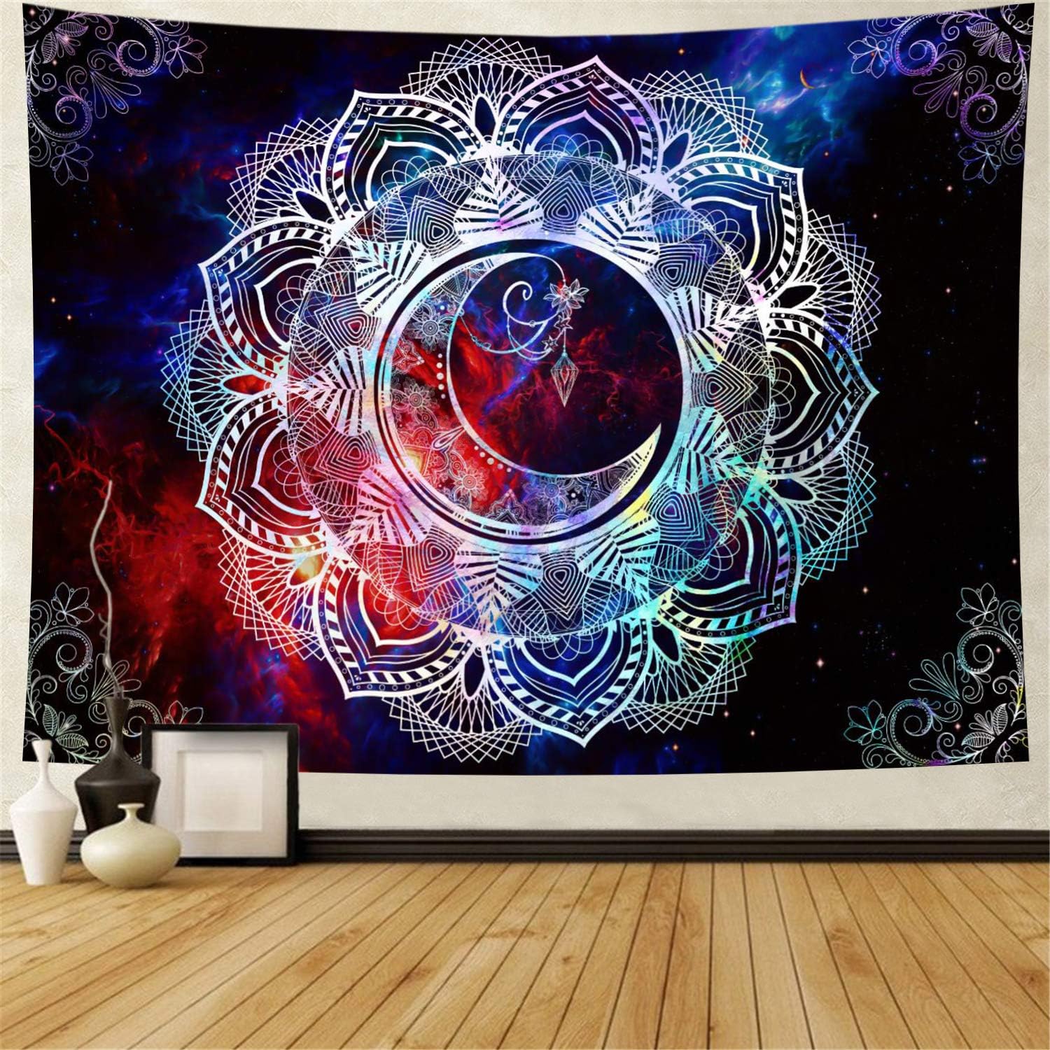 Ameyahud Mandala Tapestry Moon Star Tapestry Starry Celestial Galaxy Tapestry Psychedelic Trippy Tapestry Hippie Boho Tapestry for Room Decor