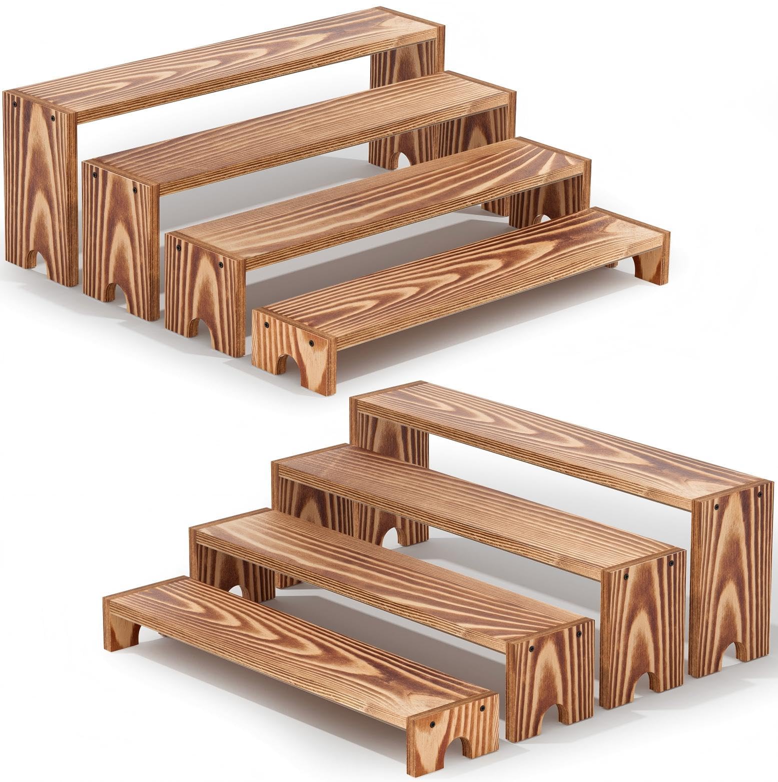 Photo 1 of 14 Inch Large Wooden Tiered Riser Display Stands, 2 Set Stackable Wooden Cupcake Stand Dessert Table Display Set,Tiered Shelf Organizer,Display Stands Shelf,Vendor Booth Display Items for Vendor Events