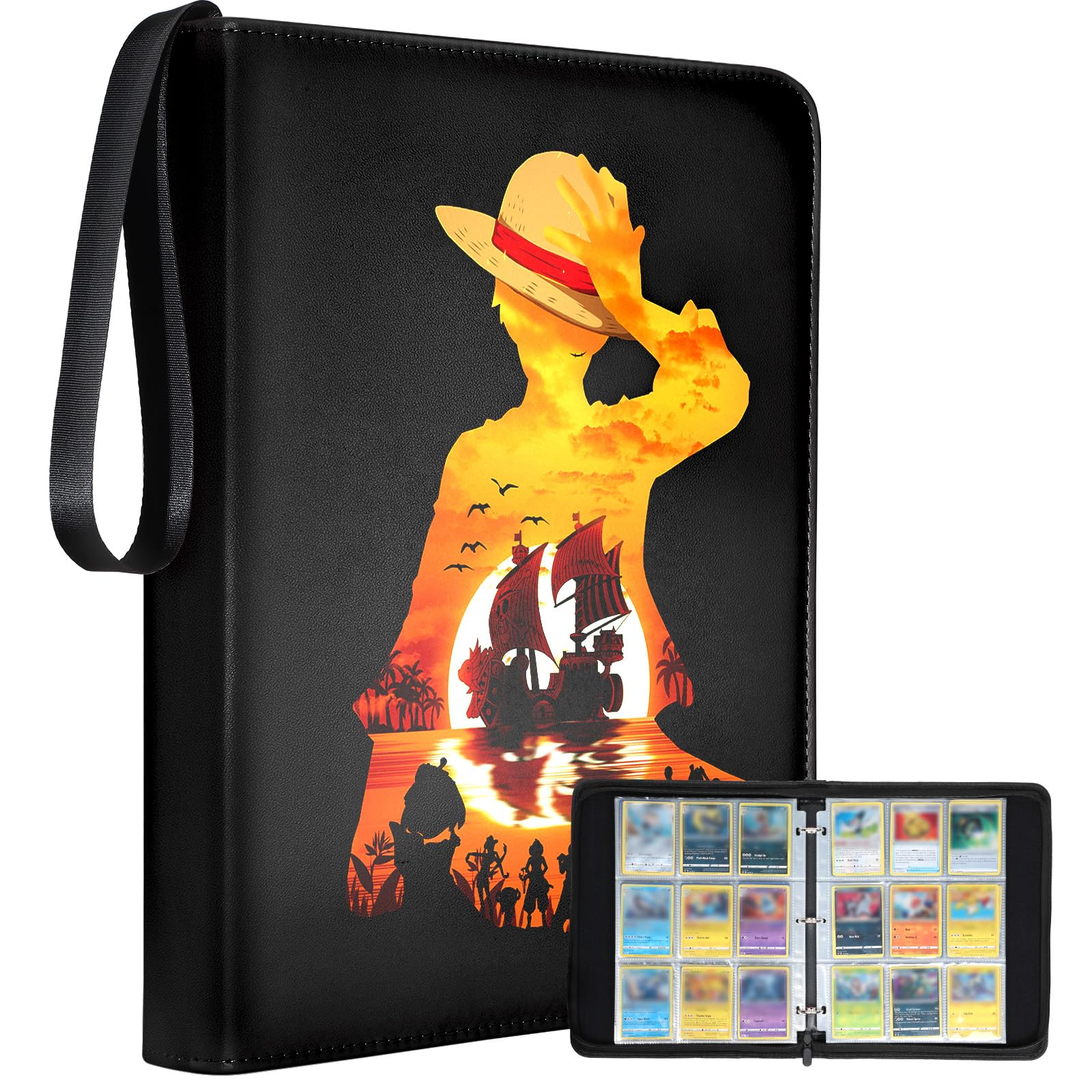 Photo 1 of Lotadilo for 9 Pocket Card Binder Large Capacity for 900 Cards - Trading Card Collection Album Folder Double Sided Pocket with Zipper Anime Design for Men Boys Teens for Sports Cards Game Cards