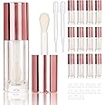 COSIDEA 14pcs Empty 6ml big doe foot wand Chunky lip gloss tubes for DIY lipgloss,Pink round lipgloss containers tubes with thick wand (Rose gold)