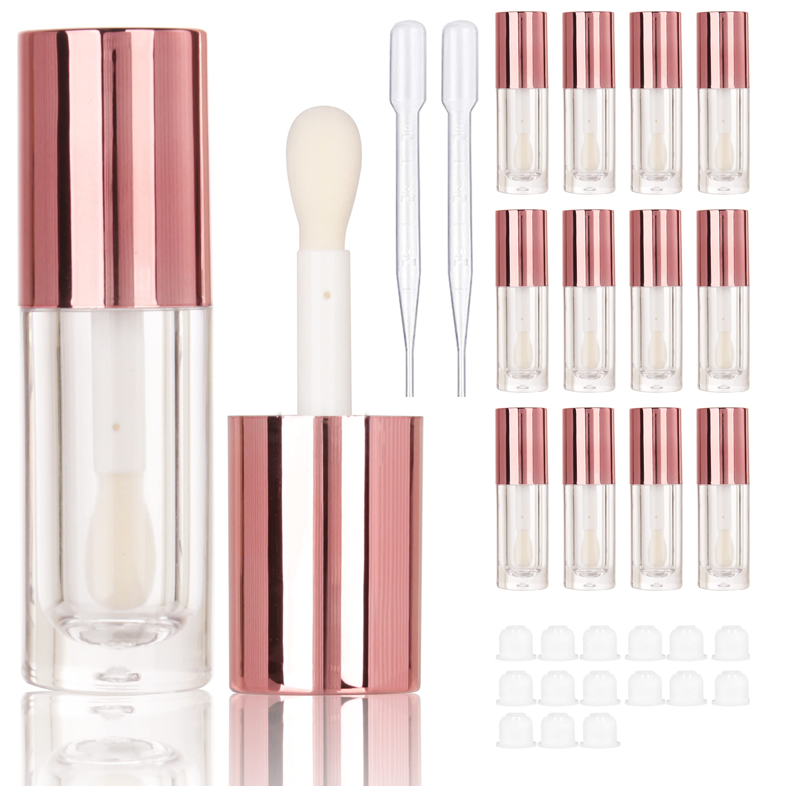 COSIDEA 14pcs Empty 6ml big doe foot wand Chunky lip gloss tubes for DIY lipgloss,Pink round lipgloss containers tubes with thick wand, Rose gold, 4-4.5 Years 3X-Narrow Little Kid, Tube