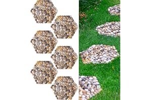 XINDIAN 6 PCS River Rock Stepping Stones Outdoor, 12Inch Hexagon Pavers Pebbles Polished Gravel for Garden Walkway