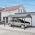 MELLCOM 10'x16' Metal Carport Heavy Duty, Multi-Use Shelter with Powder-Coated Steel Roof and Frame, Portable Car Garage Kit for All Weather, Outdoor Carports for Vehicle, Truck and Boat