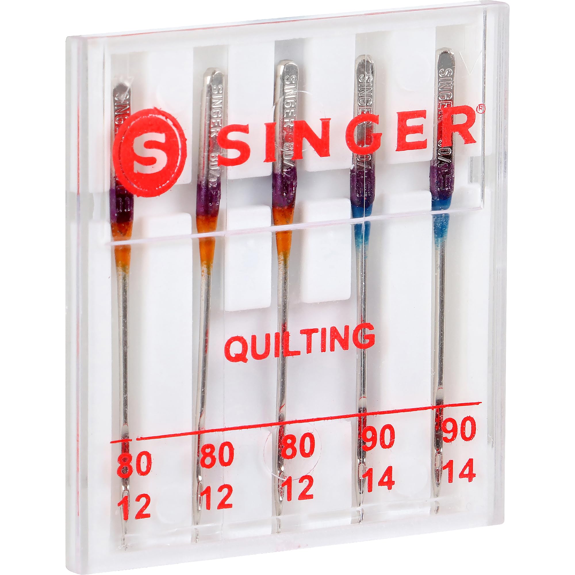 Singer 44729 Quilting Machine Needles, Sizes 80/11 & 90/14, Multicolor 5 Count