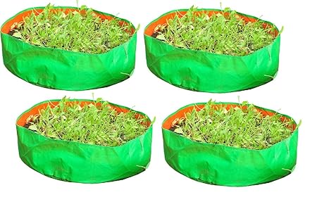YUVAGREEN Green with Orange 200 GSM UV Treated Grow Bags for Terrace Gardening 15