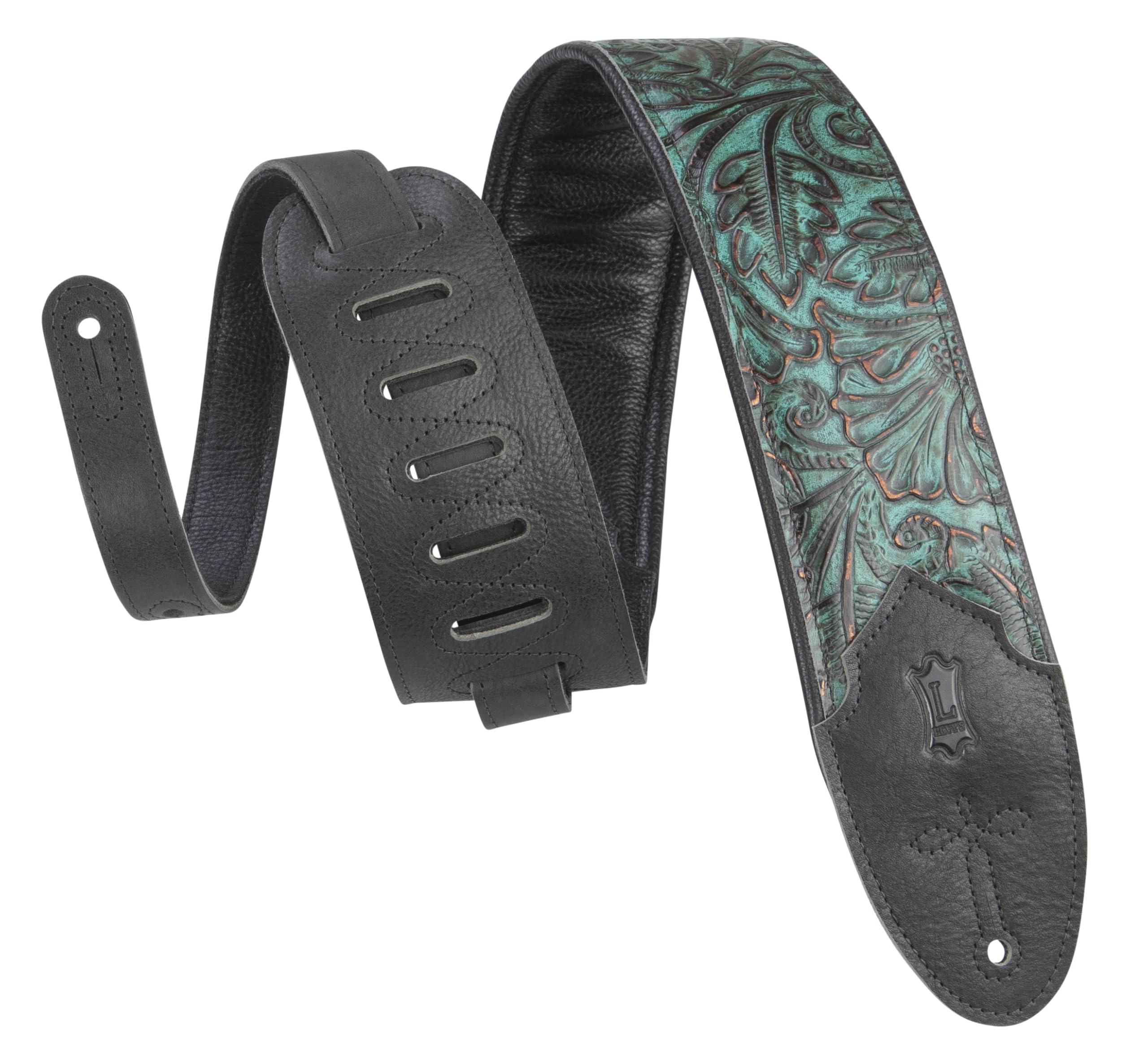Levy's Leathers Sundance 3" wide Embossed Leather Guitar Strap; Western Series - Palm Jade (M4WP-001)