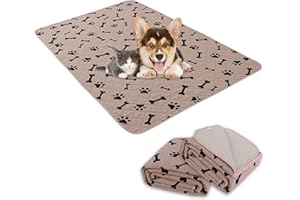 NANBOWANG Dog Crate Pee Pads - Wahable Dog Rugs Non-Slip Puppy Pads for Small Dogs, Water Absorb Training Pads (32" x 40", beige) 2 Packs