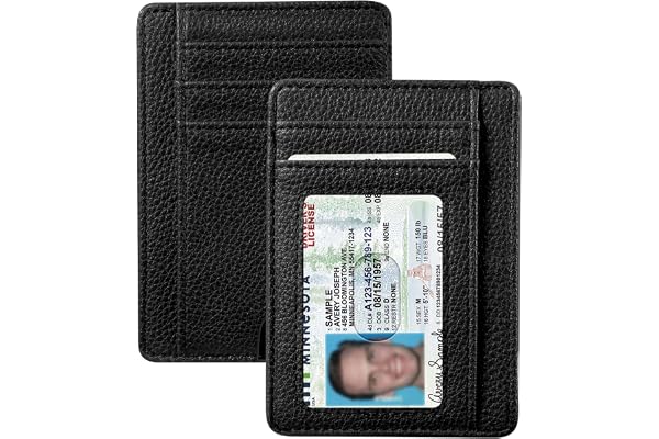 Fintie Slim Minimalist Front Pocket Wallet, RFID Blocking Credit Card Holder Card Cases with ID Window for Men Women, *Black,