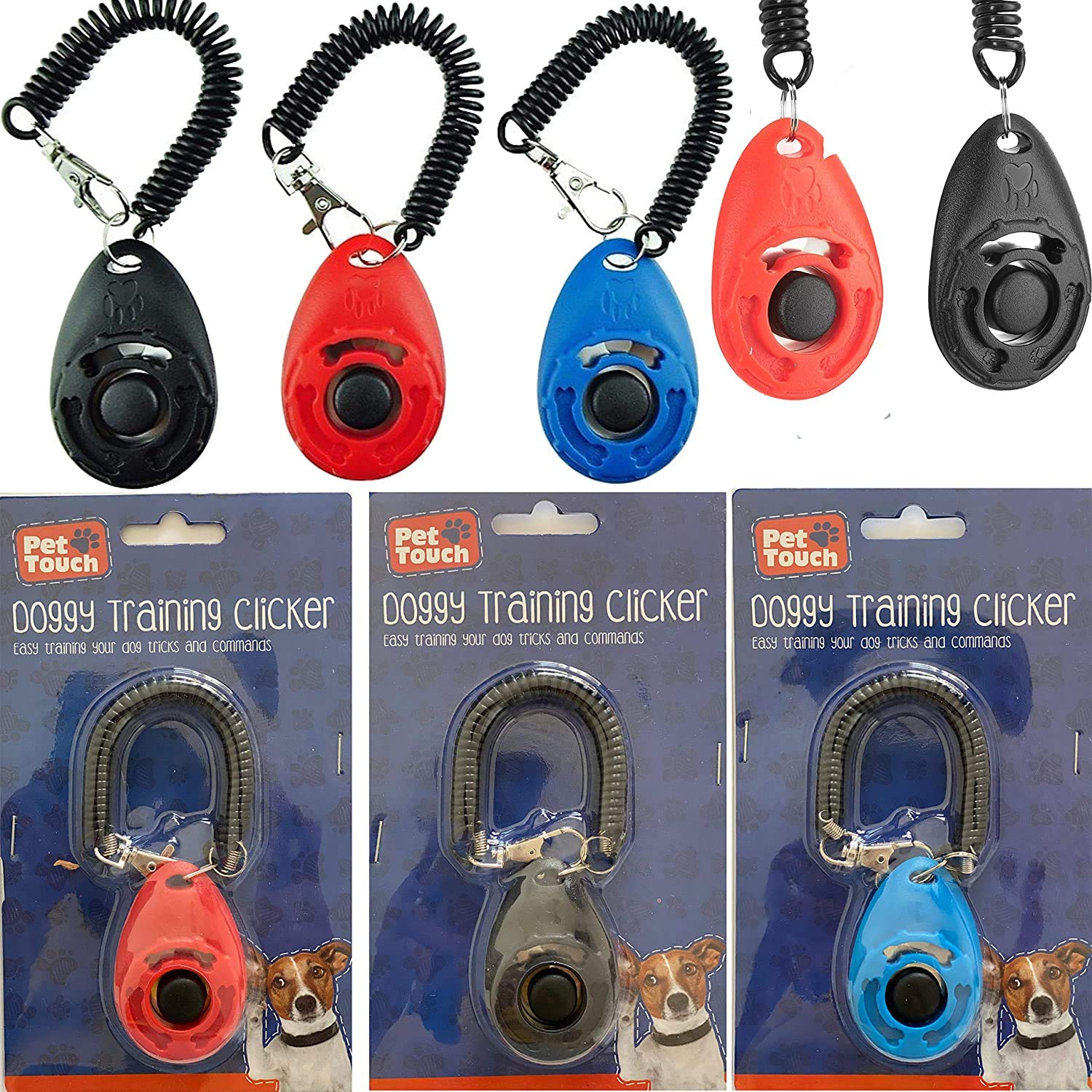 Dog sound stop barking training whistle round dog clicker Dog Training Clickers Pet Training Clickers Training Tool with Wrist Strap For Dog (Black)