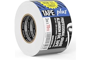 TAPEPLUS Professional Grade Aluminum Foil Tape - 3 Inch by 210 Feet (70 Yards) - Perfect for High Temperature HVAC, Sealing & Patching Hot & Cold Air Ducts, Metal Repair, Insulation & Much More!