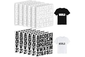 HUIMDERY 30 Sheets Iron on Letters 1200Pcs Iron on Letters for Clothing Vinyl 1.6 Inch Heat Transfer Letters A-Z PU Alphabet Stickers Heat Press for T Shirts,Jerseys,Fabric,Hats,Crafts,Ribbon (Black/White)