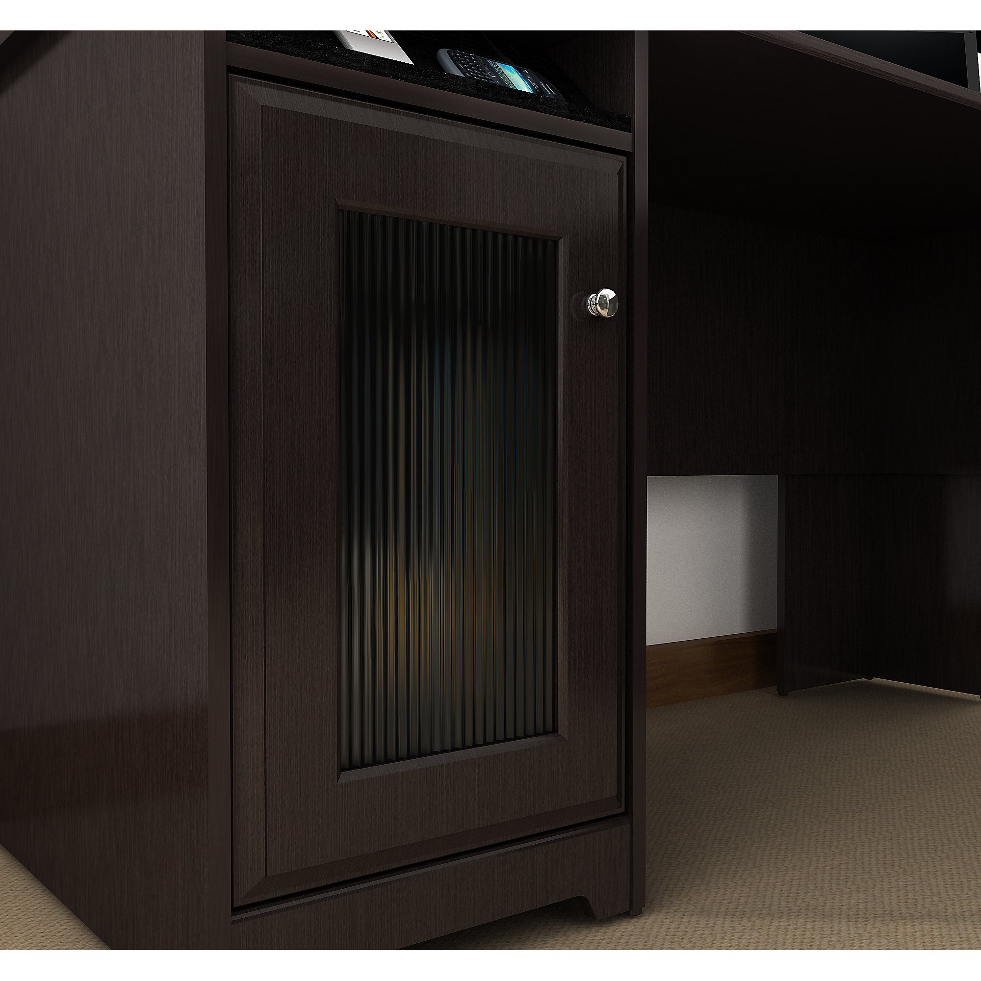 Bush Furniture Cabot L Shaped Desk, Hutch, 16 Cube Bookcase, And