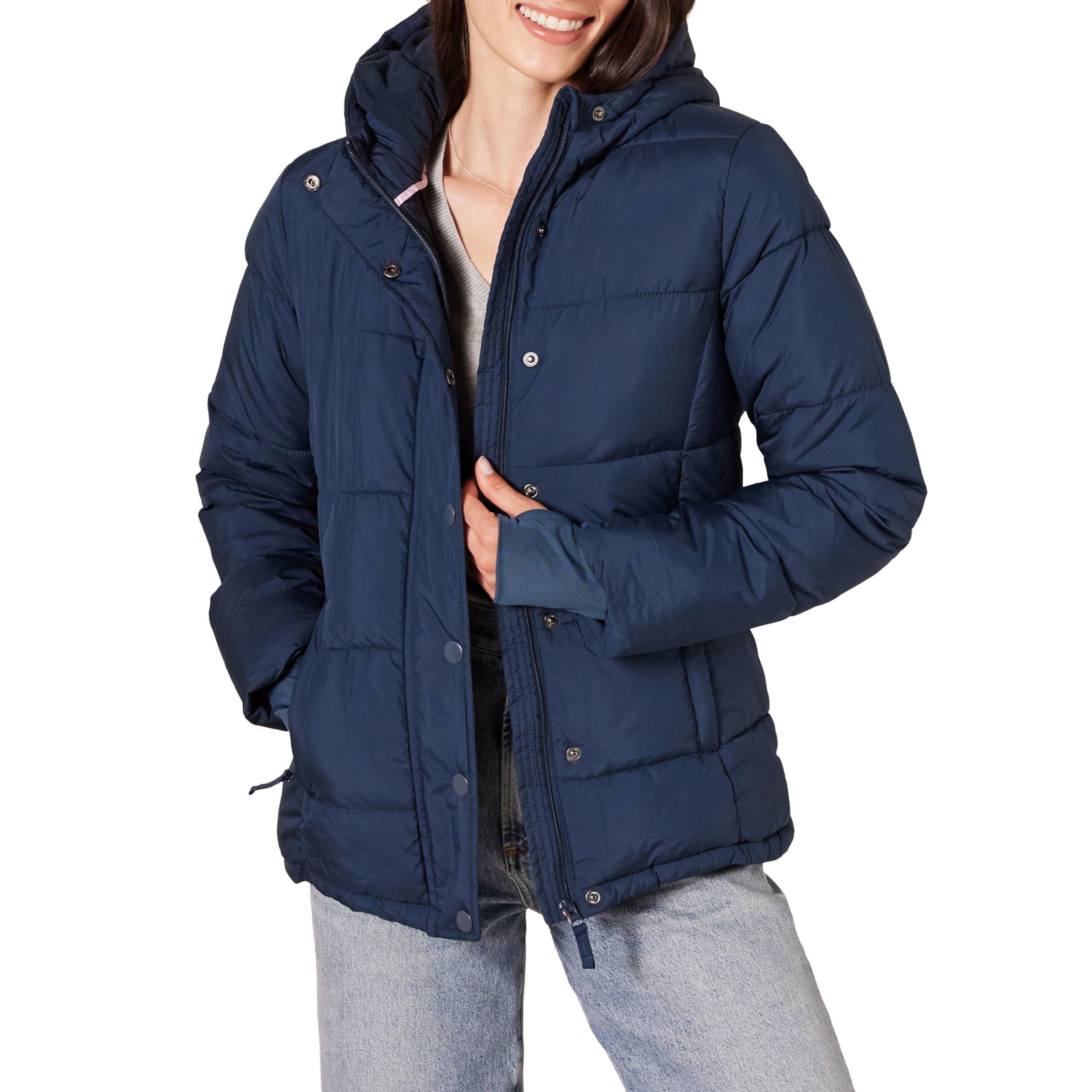 Amazon Essentials Women's Heavyweight Quilted Long-Sleeve Hooded Puffer Coat (Available in Plus Size), Navy, XX-Large Image