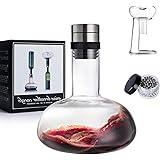 YouYah Wine Decanter Set,Red Wine Carafe with Drying Stand,Cleaning Beads and Aerator Lid,Crystal Glass,Wine Aerator,Wine Bre