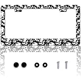 Skull License Plate Frame Skeleton License Plate Holder Personalise Stainless Steel Funny Design Compatible with Standard License Plate Frames for USA and Canada 6 X 12 Inch 2 Holes with Screws