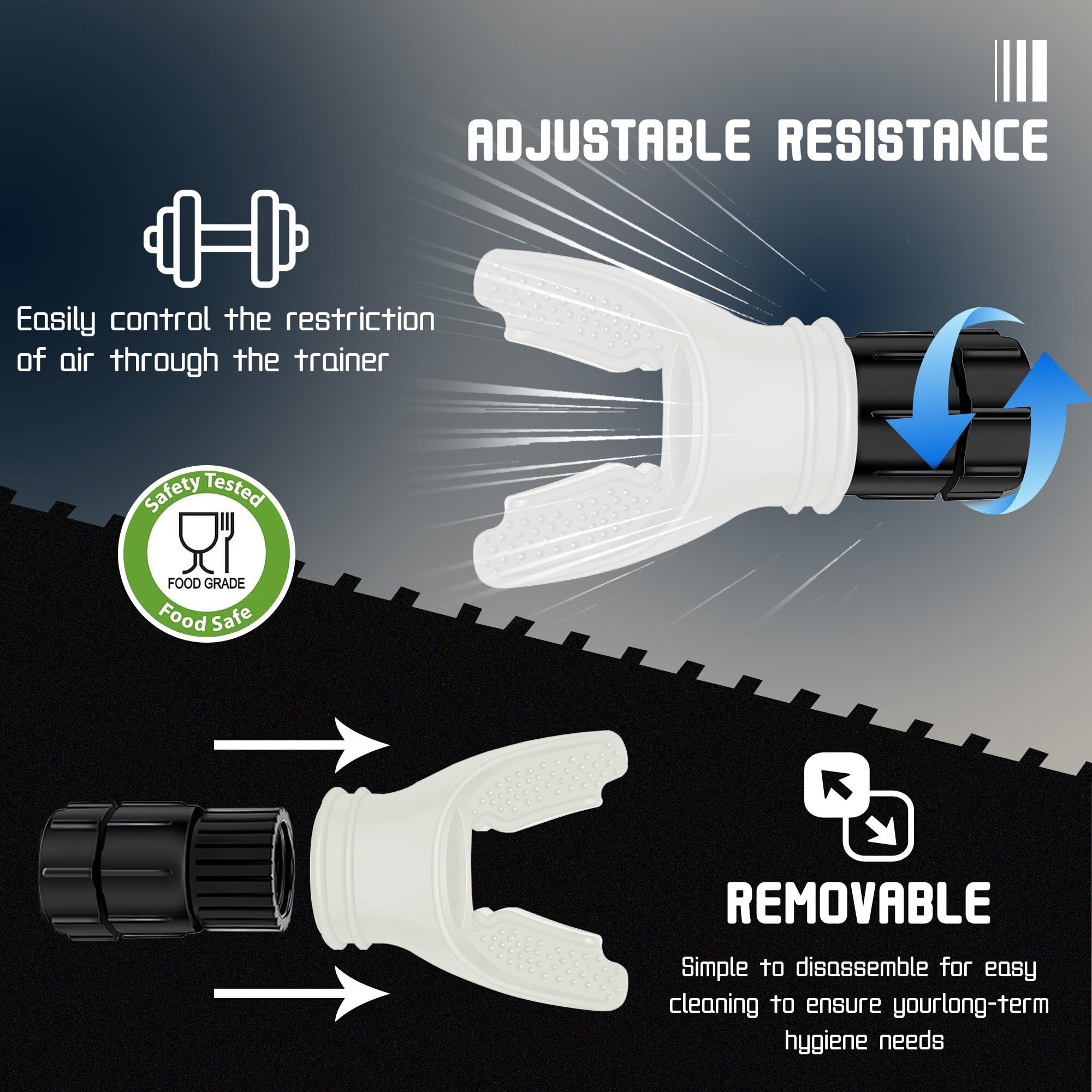 Portable Muscle Trainer, Exercise Trainer with Resistance Adjustable, Exercise Device with Variable Settings, Easy to Clean and Use, Present for Exerciser, Black/Clear