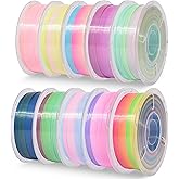 RAMBERY Silk Rainbow PLA 3D Printer Filament Bundle, 10 Colors Total 10kg, 1.75mm Multicolor Gradient 3D Printing Filament for Most FDM 3D Printers, 1KG Spool (2.2lbs) x 10 PCS