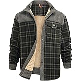 Men's Classic Fit Sherpa Lined Jacket Warm Flannel Shirt, Plaid Button-Down,Outdoor Work for Cold Winter
