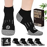 NOLUNT Diabetic Socks for Men,4 & 6 Pairs Low Cut Bamboo Viscose Wide Mens Diabetic Socks Size 9-11 10-13