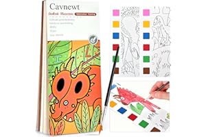 Cavnewt Pocket Watercolor Painting Book,21-Pages,Travel Paint Watercolor Coloring Book Set for Kids 3-8 Years Old,Boys and Girls Party Birthday Thank You Exchange Art Craft Gifts-Ancient Dinosaurs